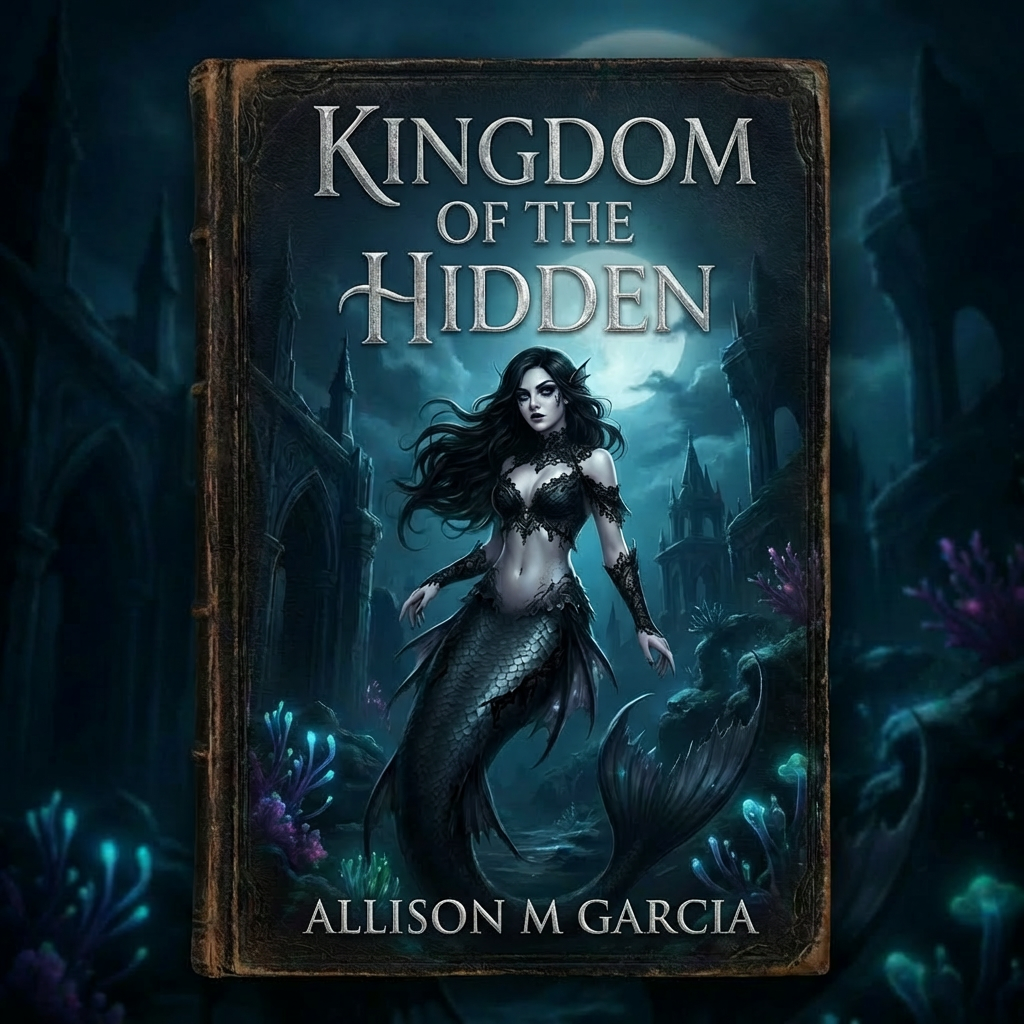 Book cover titled The Abyssal Song by Elara Vance with a gothic mermaid in underwater ruins.